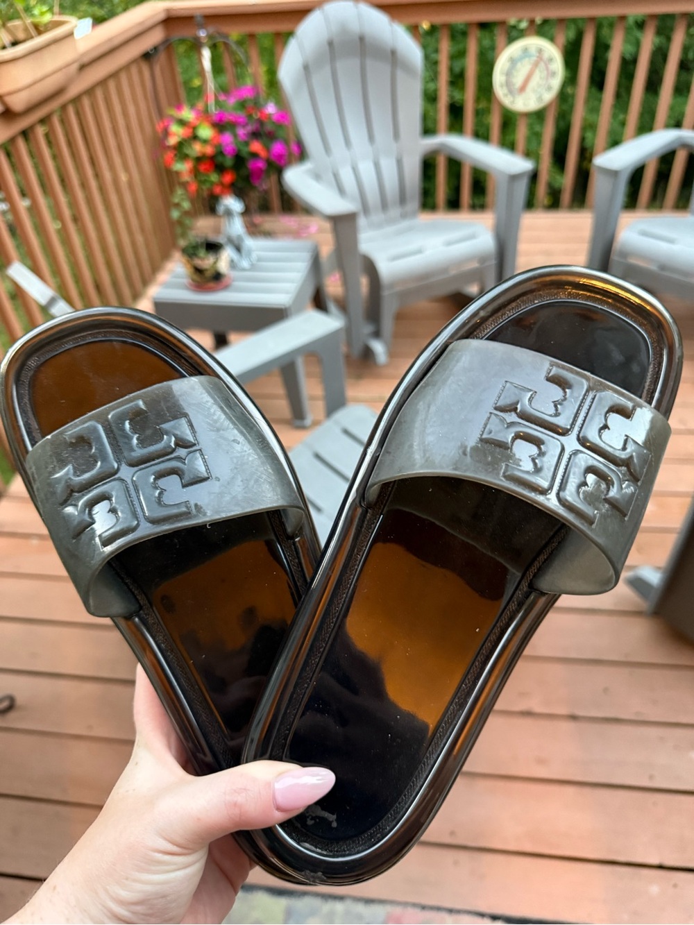 Tory Burch Black Slide Sandals with Embossed Logo